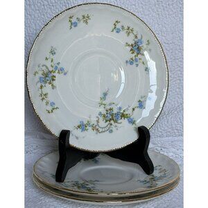 VINTAGE POPE GOSSER  3 Saucers FLUERETTE Embossed Blue Flowers Gilded 1920-1931
